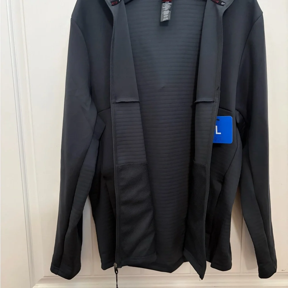 Spyder Active Men's Long Sleeve Stretch Full Zip Hoodie Jacket Black Size L New - Picture 7 of 13